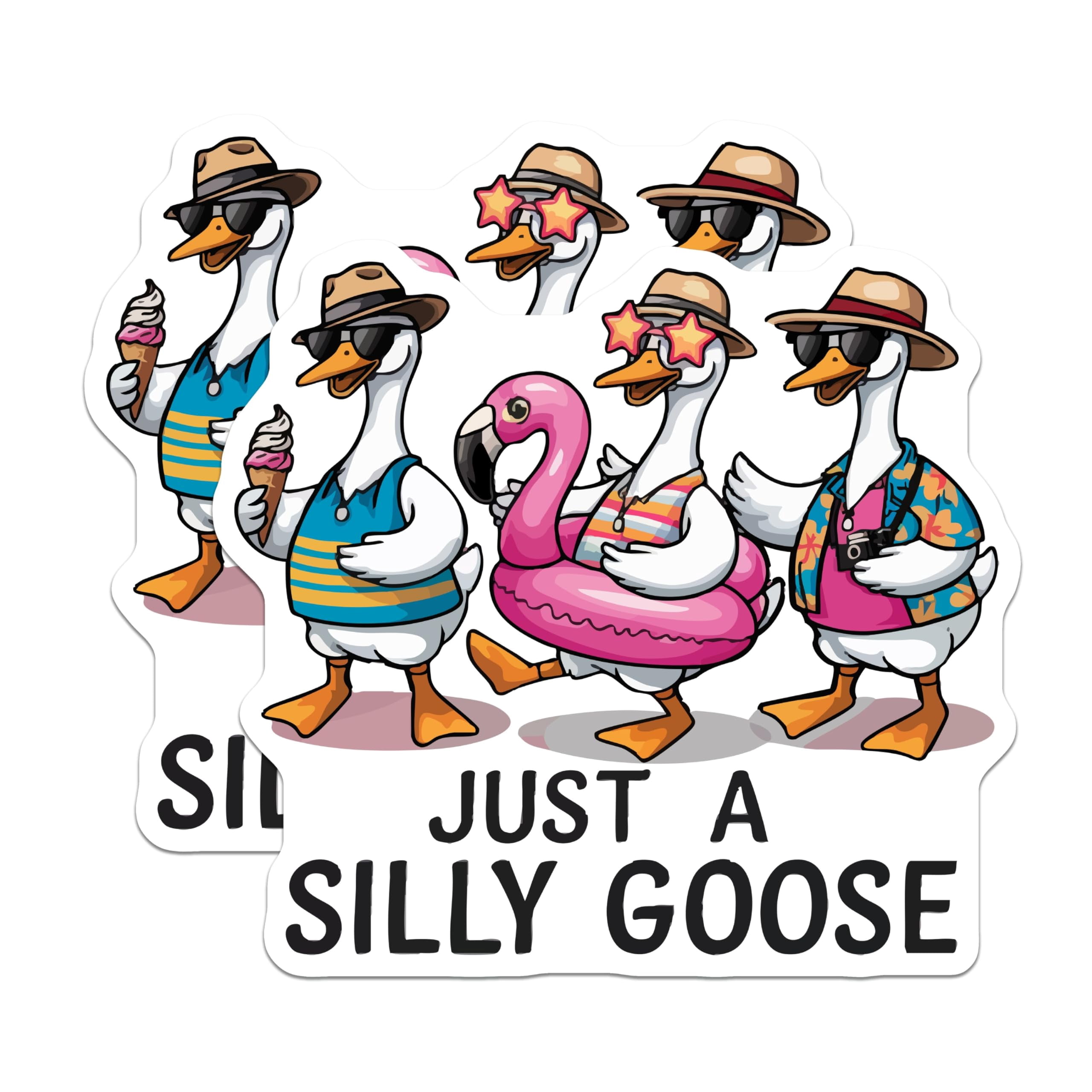 Sticker Bundle Goose (2 Pack) Just A Silly Goose Stickers - Funny Vacation Geese Decal ...