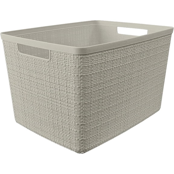 2-Pack Jute Storage Plastic Basket - Multipurpose Weave Design for Home & Office Organization (Large)