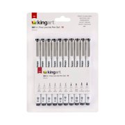 ( 2 Pack ) KINGART Inkline Art & Graphic Pens, Fine Line, Archival Black Ink, Assorted Sizes, 10 Count