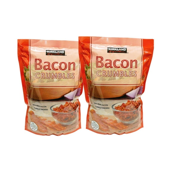 2 Pack | KS Crumbled Naturally Smoked Bacon Bits, 20 oz Resealable Pouch
