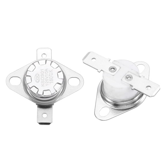 2 Pack KSD301 Thermostat 160C/320F 10A Normally Open N.O Adjust Snap Disc Temperature Switch, Thermal Cutoff Switch for Microwaves, Oven, Coffee Maker, Ceramic Material