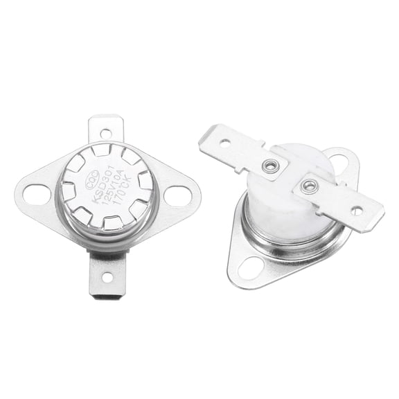 2 Pack KSD301 Thermostat 170C/338F 10A Normally Open N.O Adjust Snap Disc Temperature Switch, Thermal Cutoff Switch for Microwaves, Oven, Coffee Maker, Ceramic  Material