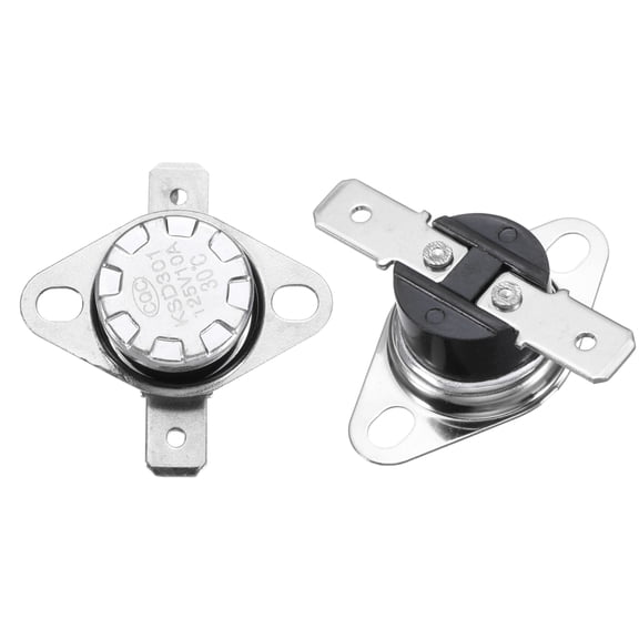 2 Pack KSD301 Thermostat 30C/86F 10A Normally Closed N.C Adjust Snap Disc Temperature Switch, Thermal Cutoff Switch for Microwaves, Oven, Coffee Maker, Bakelite Material
