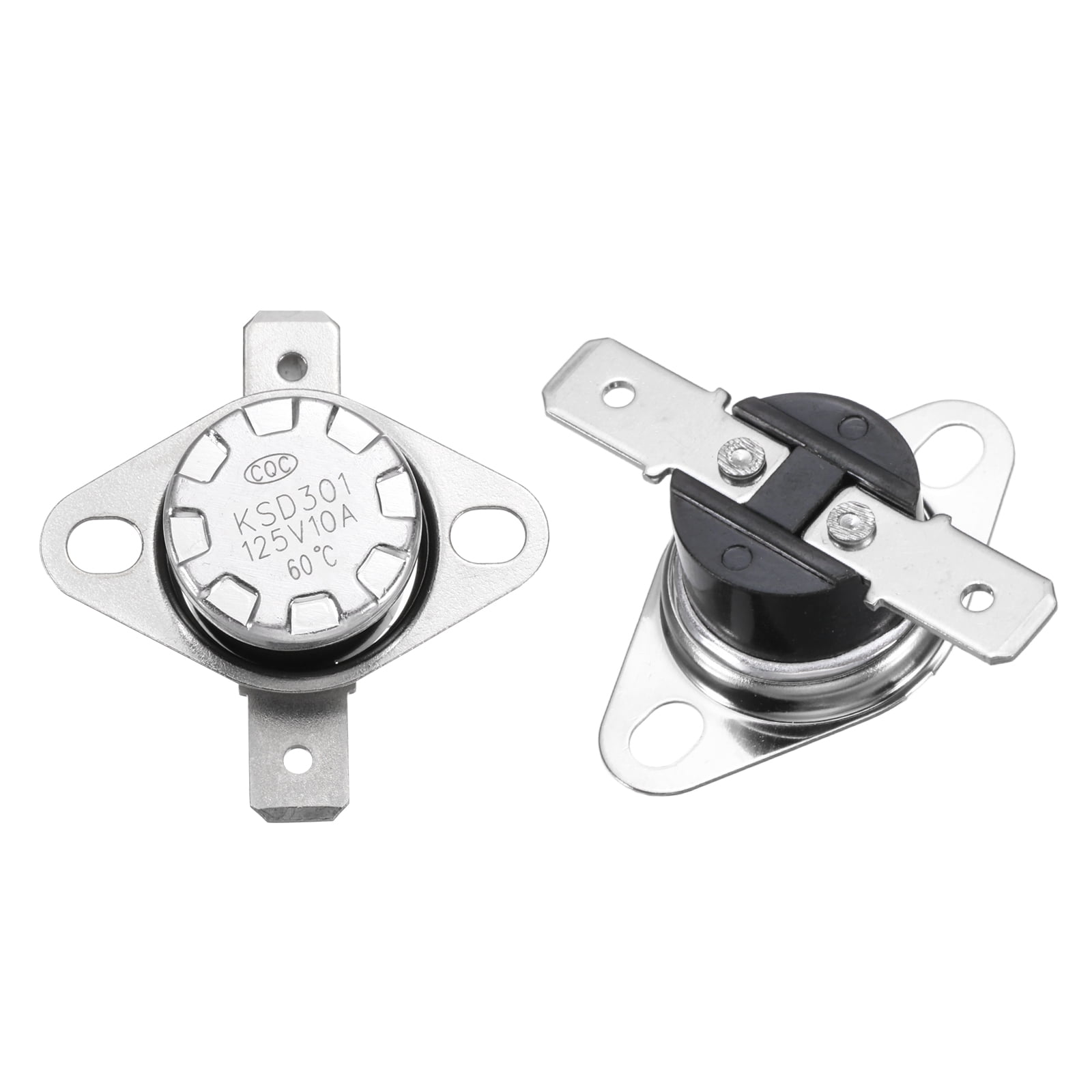 2 Pack KSD301 Thermostat 60°C/140°F 10A Normally Closed N.C Adjust Snap ...