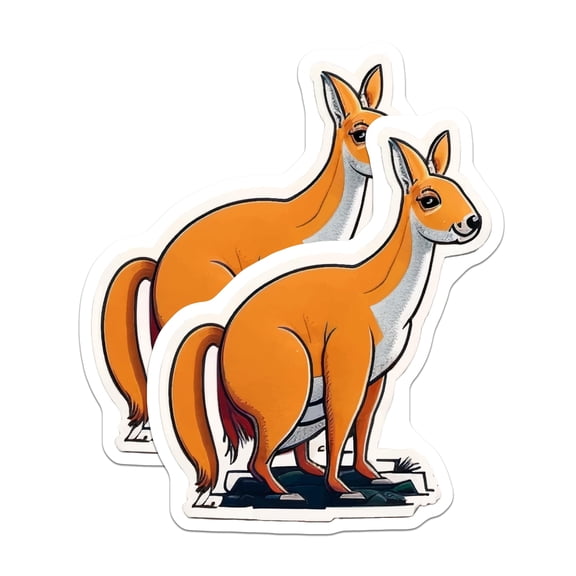 (2 Pack) Kangaroo Magnets - Iconic Australian Wildlife Refrigerator Decor - Adorable Marsupial Animal Art Souvenir - 5 Inches On Longest Side - Thick Durable Magnet - Made in USA - MAG23124