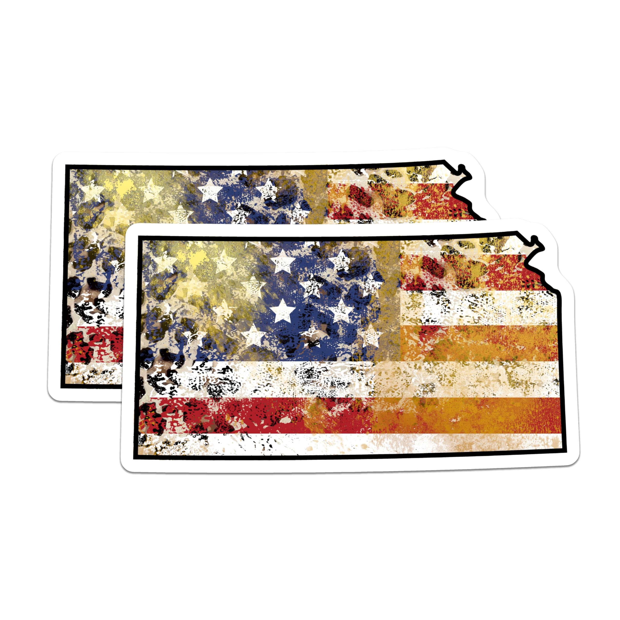 Kansas Stickers (2 Pack) Kansas Flag Stickers - Distressed US Flag - Patriotic Stickers ...