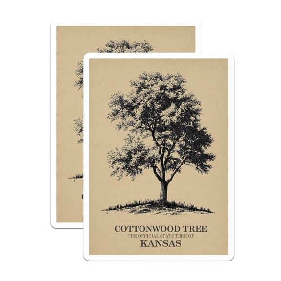 (2 Pack) Kansas Magnets - Cottonwood Tree - State Tree Magnets - 5" On Longest Side - Premium Magnet - for Cars, Refrigerators, Toolboxes, Lockers - Made in USA - MAG18590
