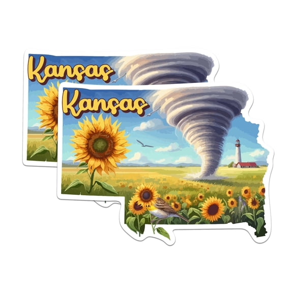 (2 Pack) Kansas State Shape Magnets - KS State Magnet - Choose from 50 States - 5" On Longest Side - Premium Magnet - for Cars, Refrigerators, Toolboxes - Made in USA - MAG1253