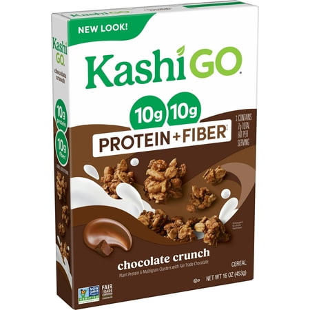 (2 Pack) Kashi GO Protein Cereal, 10g Protein, 10g Fiber, Chocolate Crunch, 16oz Box (1 Box)