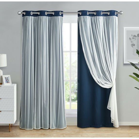 Kate Aurora Sheer and Blackout Curtains, 38” x 84” (2 Panels)