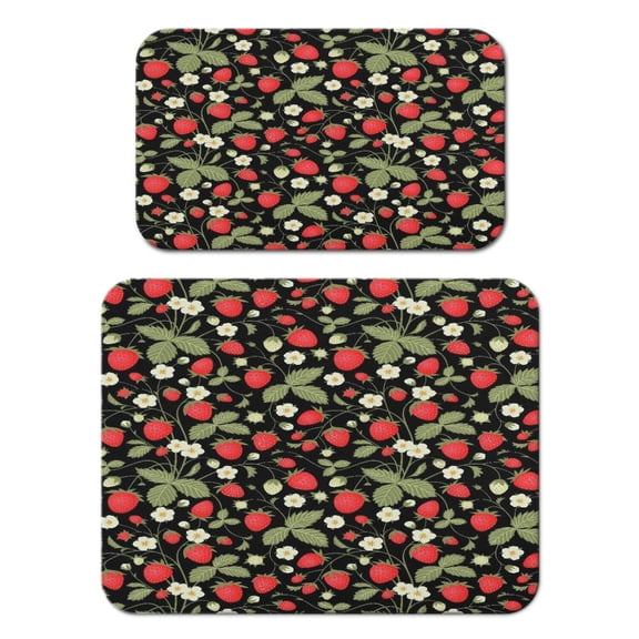 2 Pack Kawaii Strawberry Coffee Mat - Pink and Red Watercolor Design, Multi-Purpose Mats for Coffee Machines and Dishes