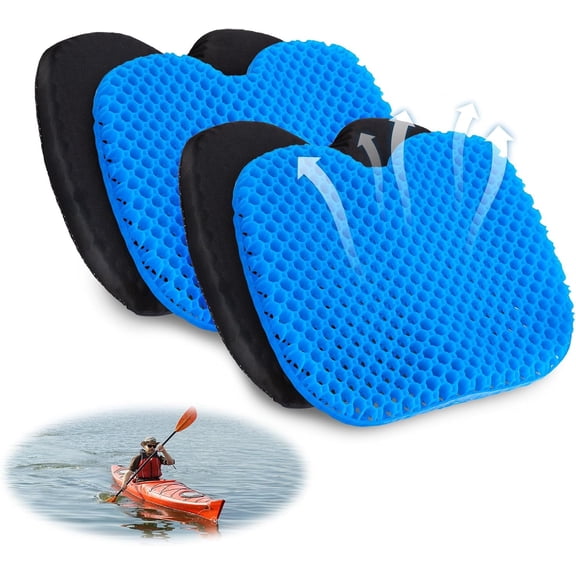 2 Pack Kayak Seat Cushion Non-Slip- Waterproof Thicken Gel Boat Kayak Canoe Rowing Stadium Pad, Portable Canoe Rowing Rubber Dinghy Pad for Kayaking/Canoeing/Fishing, Kayak Accessories