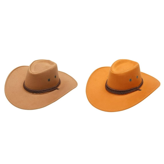 (2-Pack) Kcodviy Adult Casual Solid Summer Cow Print Cow Hat with Strap Western Cowboy Sun Cow Hat Brush Hat Wide Brim Travel Cow Birthday Sun Cap