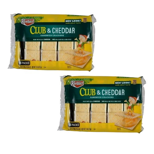 ( 2 Pack ) Keebler Club & Cheddar Sandwich Crackers 8 - 1.38 Oz Packages