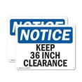 thumbnail image 1 of (2 Pack) Keep 36 Inch Clearance OSHA Notice Sign 10 Inch X 7 Inch Indoor / Outdoor Rust-Free Aluminum Metal Signs for Workplace, Workshop, and Construction Site, Made in the USA, 1 of 8