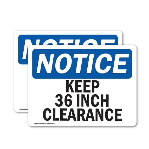 (2 Pack) Keep 36 Inch Clearance OSHA Notice Sign 5 Inch X 3.5 Inch Vinyl Label Decal Sticker Weather Resistant, UV Protected for Workplace, Business, and Construction Site, Made in the