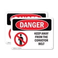 thumbnail image 1 of (2 Pack) Keep Away From The Conveyor Belt OSHA Danger Sign 18 Inch X 12 Inch Plastic Sign, Weather Resistant, UV Protected for Workplace, Business, and Construction Site, Made in the, 1 of 8