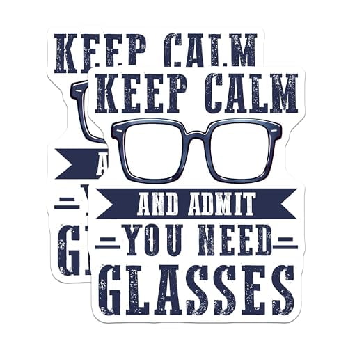(2 Pack) Keep Calm And Admit You Need Glasses Magnets - Funny Quote - Geek Humor - Office Decor - Self-Awareness - Eyewear Joke - 5" On Longest Side - for Cars, Fridges, Toolboxes - Made in USA - MAG8