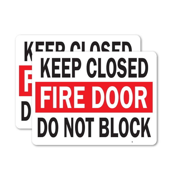 (2 Pack) Keep Closed Fire Door Do Not Block OSHA ANSI Sign 5 Inch X 3.5 Inch Vinyl Label Decal Sticker Weather Resistant, UV Protected for Workplace, Business, and Construction Site,