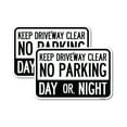 thumbnail image 1 of (2 Pack) Keep Driveway Clear No Parking Day or Night | 12" X 18" Heavy-Gauge Aluminum Sign | Rust Free Aluminum, Weather Resistant, Waterproof, Fade Resistant, 2 Pre-drilled Holes, 1 of 4