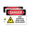thumbnail image 1 of (2 Pack) Keep Electrical Panel Clear OSHA Danger Sign 5 Inch X 3.5 Inch Vinyl Label Decal Sticker Weather Resistant, UV Protected for Workplace, Business, and Construction Site, Made in, 1 of 7