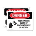 thumbnail image 1 of (2 Pack) Keep Fingers Clear Of Machine Motion OSHA Danger Sign, 1 of 7