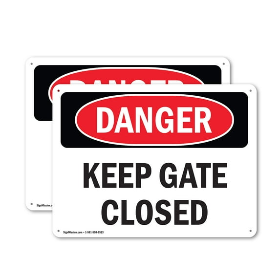 (2 Pack) Keep Gate Closed OSHA Danger Sign 10 Inch X 7 Inch Indoor / Outdoor Rust-Free Aluminum Metal Signs for Workplace, Workshop, and Construction Site, Made in the USA