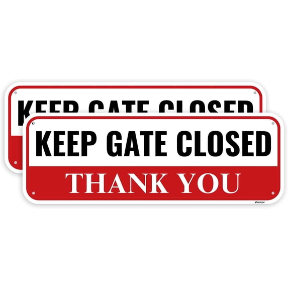 2 Pack Keep Gate Closed Sign, 12 x 8 Inches - Aluminum - Please Close Gate Sign/Without a frame