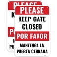 thumbnail image 1 of 2 Pack Keep Gate Closed Sign Bilingual, 12 x 8 Inches - Aluminum - Please Close Gate Dog Sign/Without a frame, 1 of 4