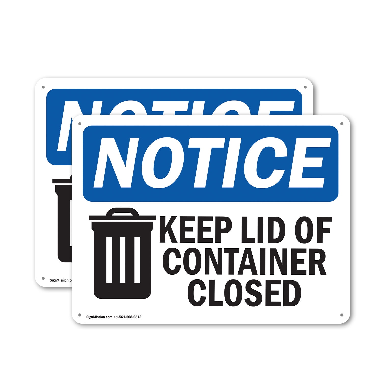 Container Box Sign (2 Pack) Keep Lid Of Container Closed OSHA Notice Sign 18 Inch X 12 ...