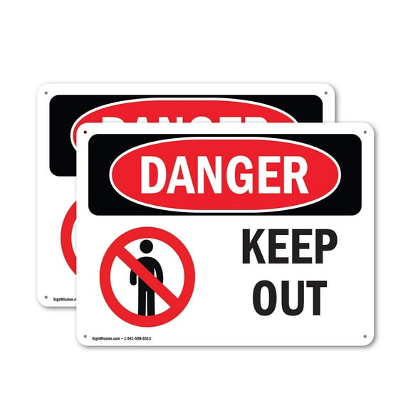 (2 Pack) Keep Out OSHA Danger Sign 10 Inch X 7 Inch Plastic Sign, Weather Resistant, UV Protected for Workplace, Business, and Construction Site, Made in the USA