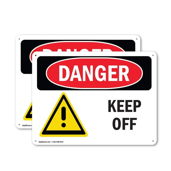 (2 Pack) Keep Off OSHA Danger Sign 24 Inch X 18 Inch Indoor / Outdoor Rust-Free Aluminum Metal Signs for Workplace, Workshop, and Construction Site, Made in the USA