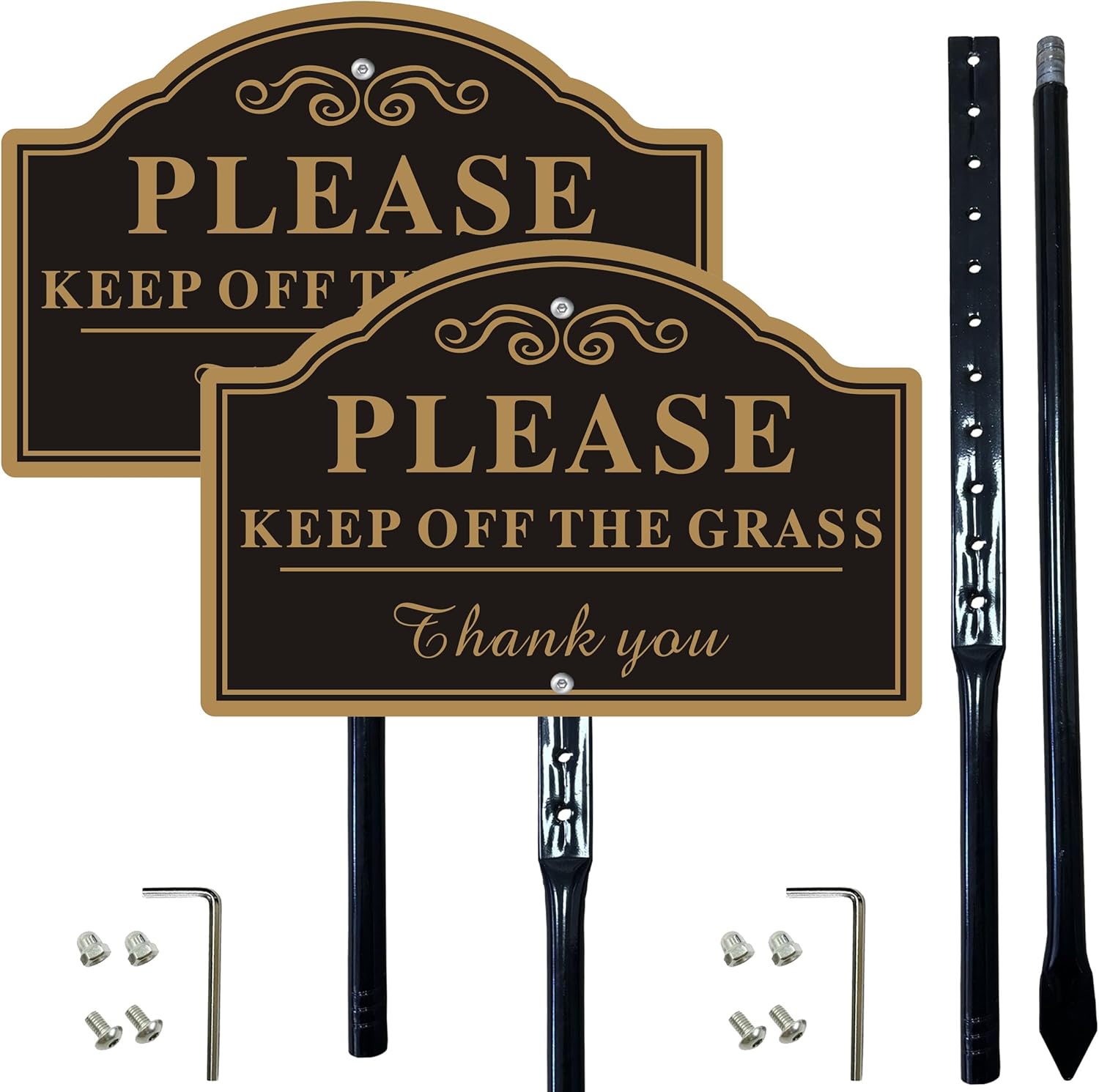 Grass Fixed Sign 2-Pack Keep Off The Grass Signs, with 36