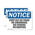 thumbnail image 1 of (2 Pack) Keep Out Of Pond No Swimming No Fishing No Boating OSHA Notice Sign, 1 of 6