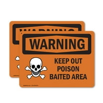(2 Pack) Keep Out Poison Baited Area OSHA Warning Sign 10 Inch X 7 Inch Indoor / Outdoor Rust-Free Aluminum Metal Signs for Workplace, Workshop, and Construction Site, Made in the USA