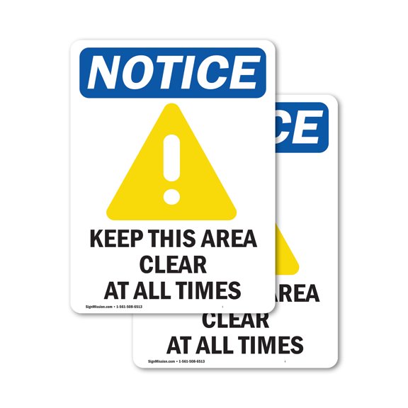 (2 Pack) Keep This Area Clear Sign