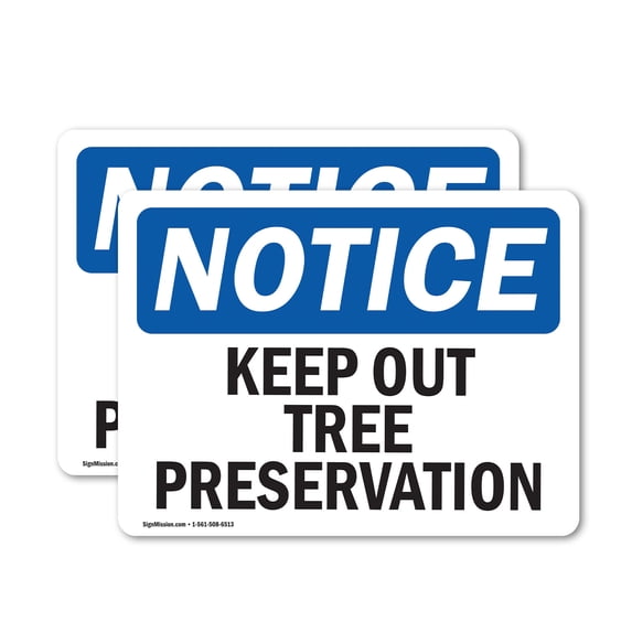 (2 Pack) Keep Out Tree Preservation OSHA Notice Sign 5 Inch X 3.5 Inch Vinyl Label Decal Sticker Weather Resistant, UV Protected for Workplace, Business, and Construction Site, Made in