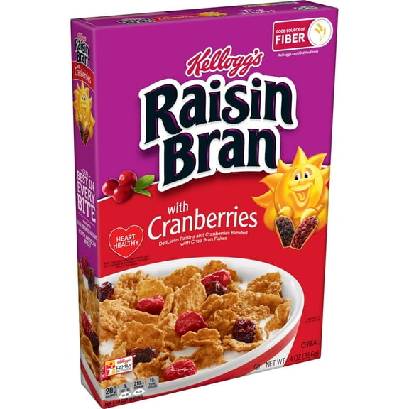 Kellogg's Raisin Bran Original with Cranberries Cold Breakfast Cereal - 14 oz- Pack of 2
