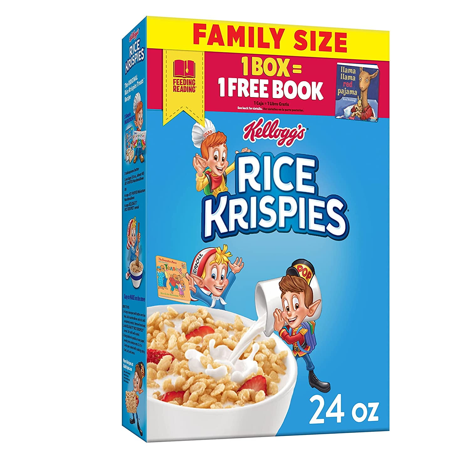 (2 Pack) Kellogg's Rice Krispies Breakfast Cereal Kids Snacks Baking Marshmallow Treats Giant Size Original 24oz Box (1 Box)