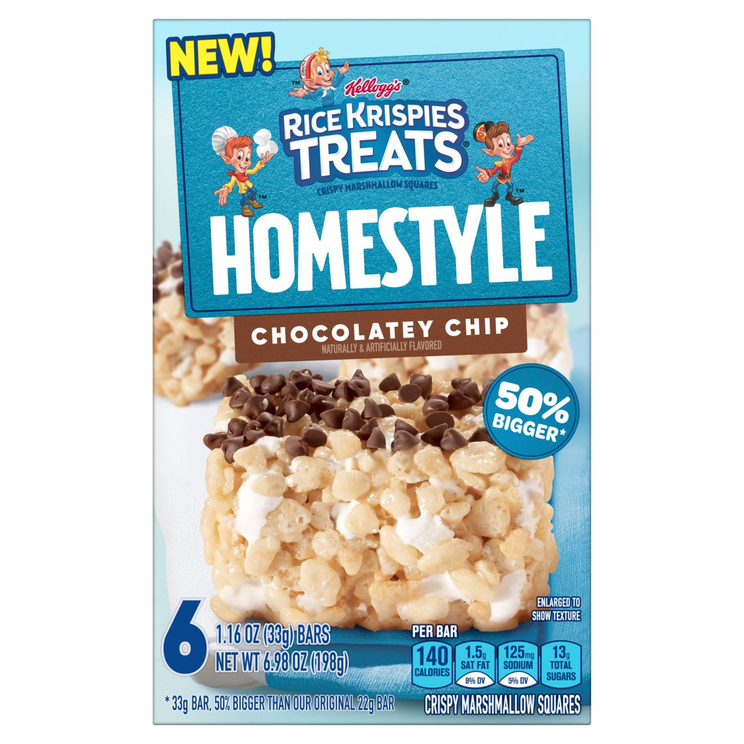 2 Pack - Kelloggs Rice Krispie Treats Homestyle Chocolatey Chip 6.98 oz ...