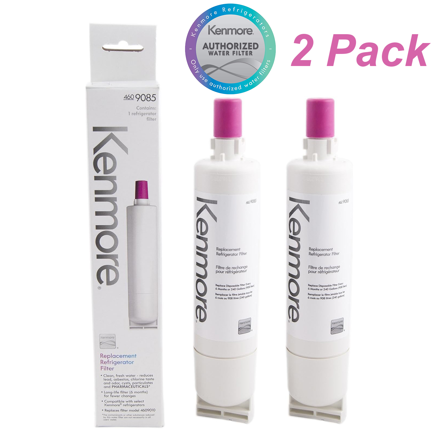 2 Pack Kenmore 9085 Refrigerator Water Filter Replacement Compatible