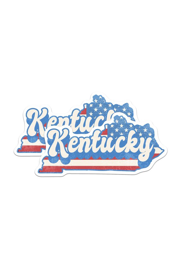 (2 Pack) Kentucky State Outline Stickers - KY State Shape with USA Flag - 5 Inches On Longest Side - Premium Vinyl - Choose Your State - for Cars, Skateboards, Laptops - Made in USA - BMCS1143