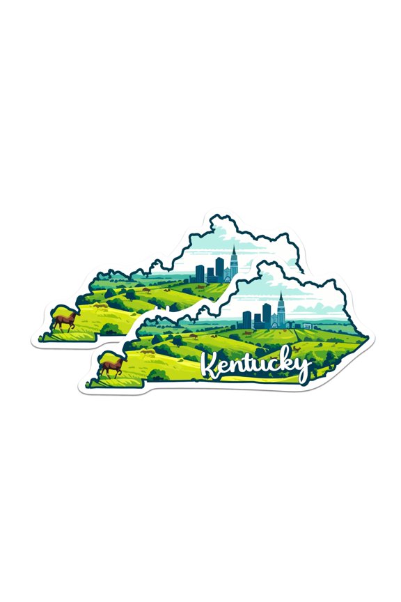 (2 Pack) Kentucky State Shape Stickers - KY State Sticker - Choose from 50 States - 5 Inches On Longest Side - Premium Vinyl - for Cars, Skateboards, Laptops - Made in USA - BMCS1252