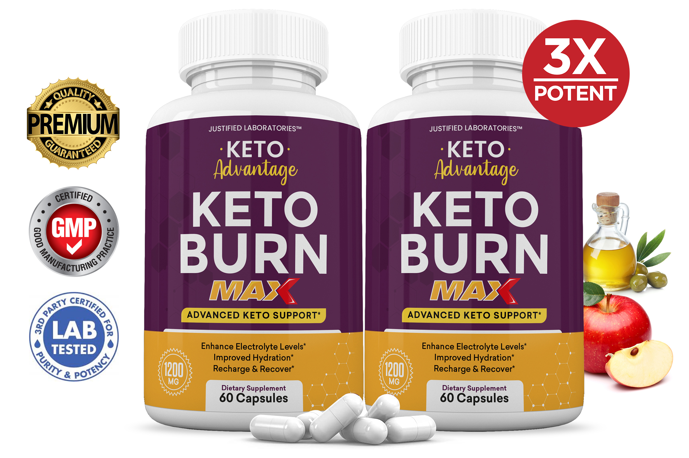 (2 Pack) Keto Advantage Keto Burn Max 1200MG Includes goBHB 120
