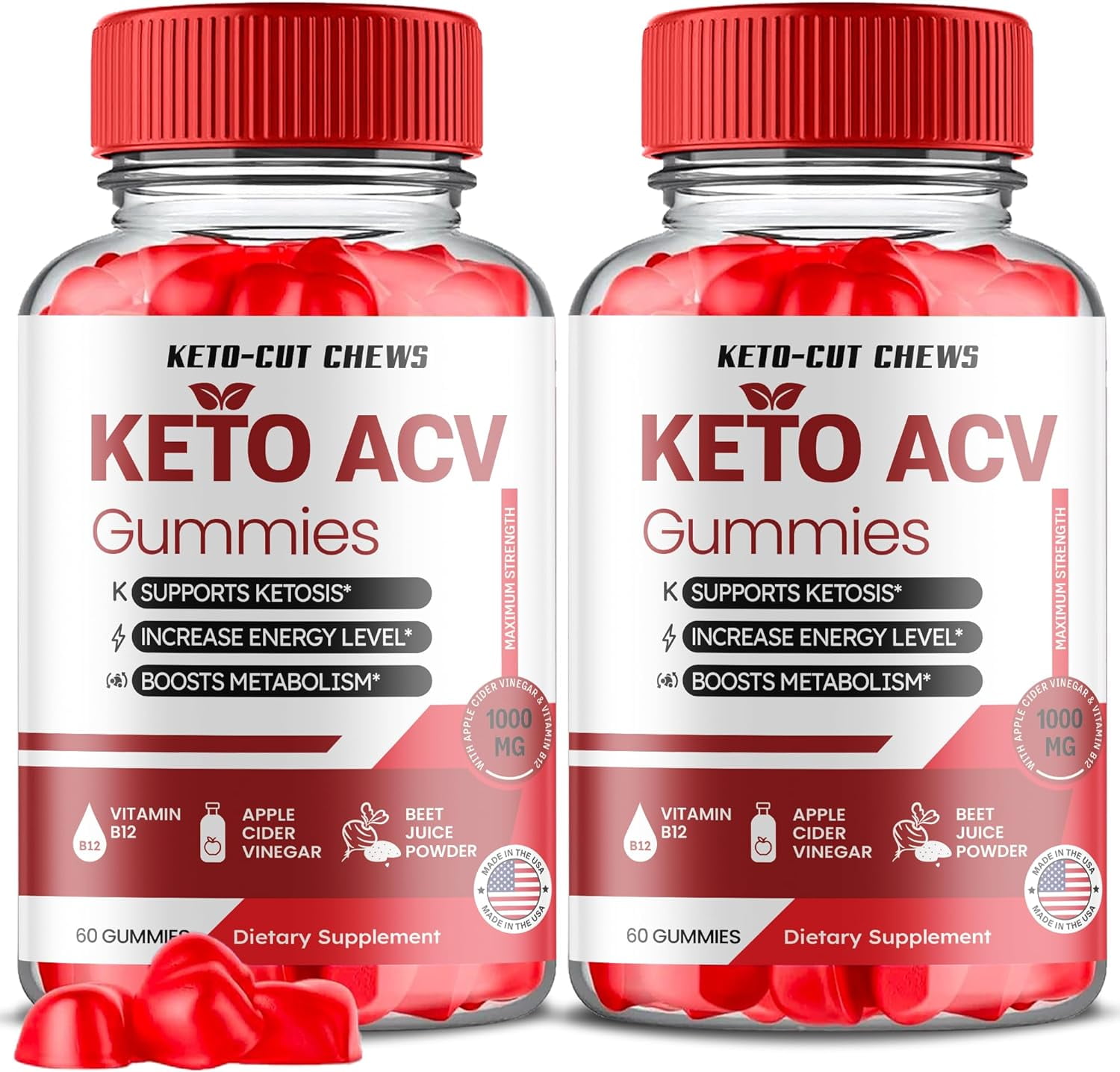 (2 Pack) Keto Cut Chews Keto ACV Gummies - Apple Cider Vinegar Supplement for Weight Loss - Energy & Focus Boosting Dietary Supplements for Weight Management & Metabolism - Fat Burn - 120 Gummies