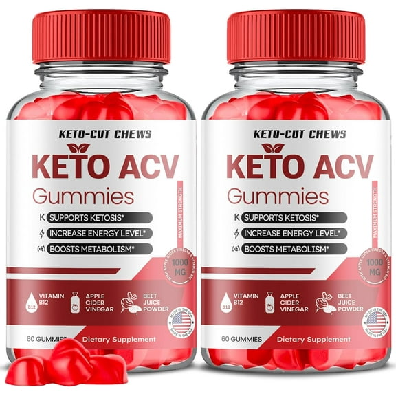 (2 Pack) Keto Cut Chews Keto ACV Gummies - Apple Cider Vinegar Supplement for Weight Loss - Energy & Focus Boosting Dietary Supplements for Weight Management & Metabolism - Fat Burn - 120 Gummies