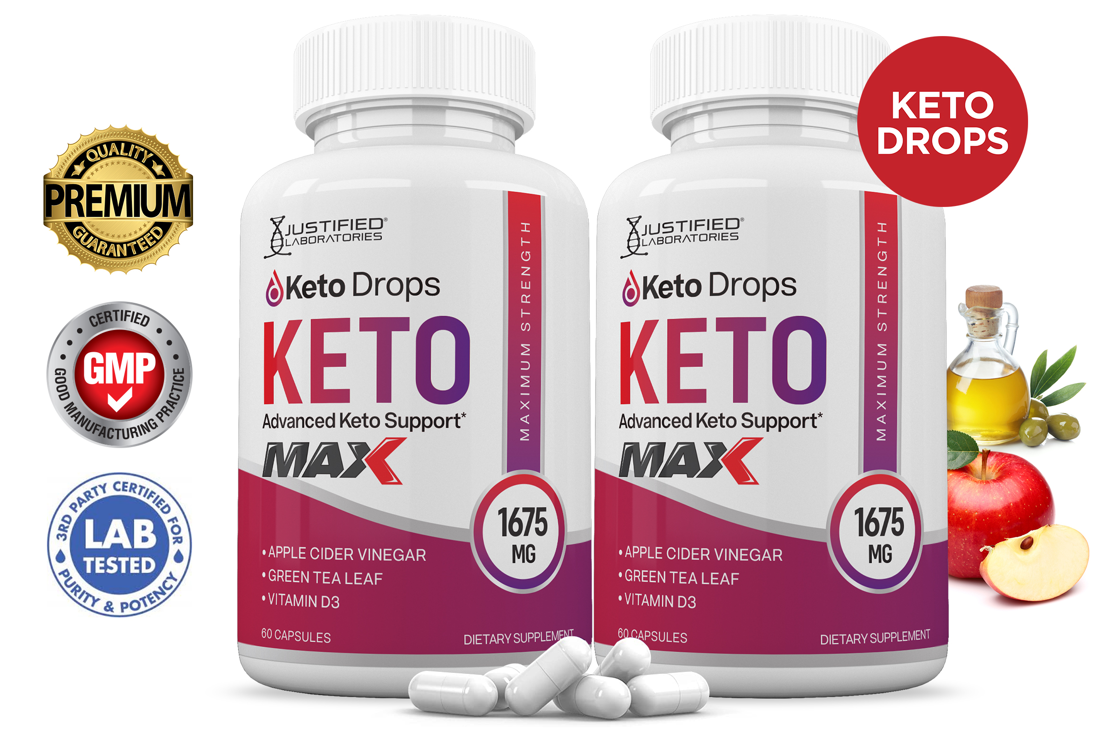 (2 Pack) Keto Drops Keto ACV MAX Pills 1675mg Alternative to Gummies