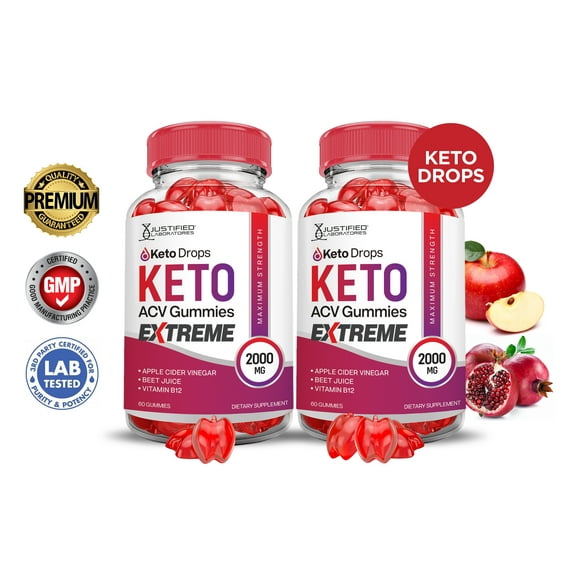 (2 Pack) Keto Drops Keto Extreme ACV Gummies 2000mg Dietary Supplement 120 Gummys