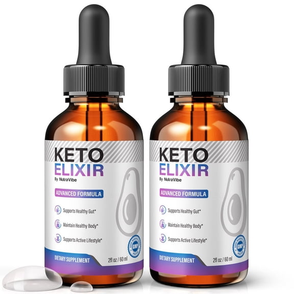 (2 Pack) Keto Elixir Natural Daily Liquid Formula Designed to Align with Fitness Goals, Support an Active Lifestyle & Body Balance | Just a Few Drops for a Fit-Focused Routine (60 Servings)
