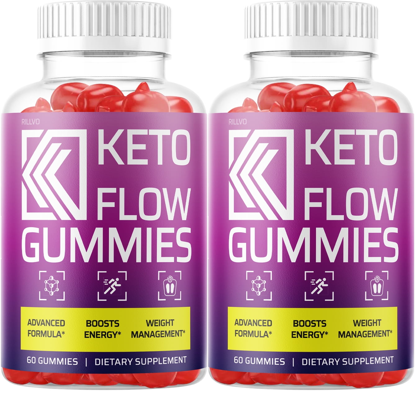 (2 Pack) Keto Flow Gummies Supplement for Weight Loss Apple Flavor